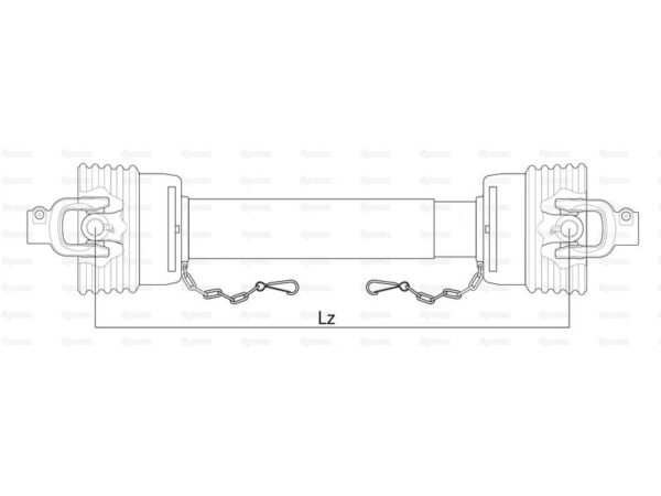 GARDLOC PTO Shaft - (Lz) Length: 1510mm, 1 3/8'' x 6 Spline Q.R. to 1 3/8'' x 6 Spline Q.R.
